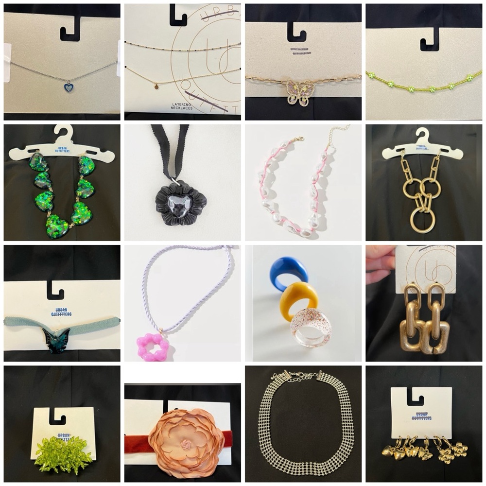Urban Outfitters mixed jewelry bundle (necklaces, earrings, and rings)
